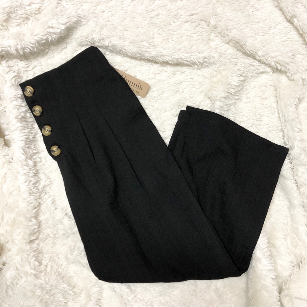 Benny + Olive High Rise Button Up Black Crop Pants